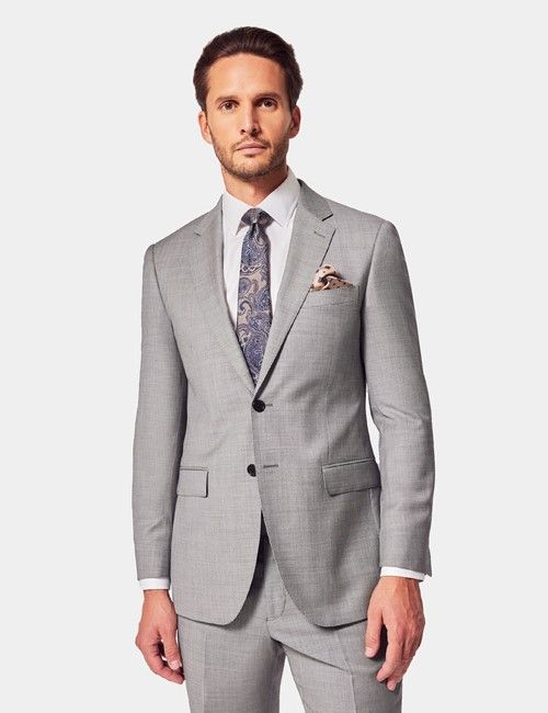 Light Grey Twill Weave Slim Suit