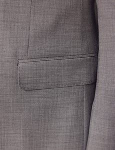 Men's Light Grey Twill 3 Piece Slim Fit Suit - Super 120s Wool | Hawes ...