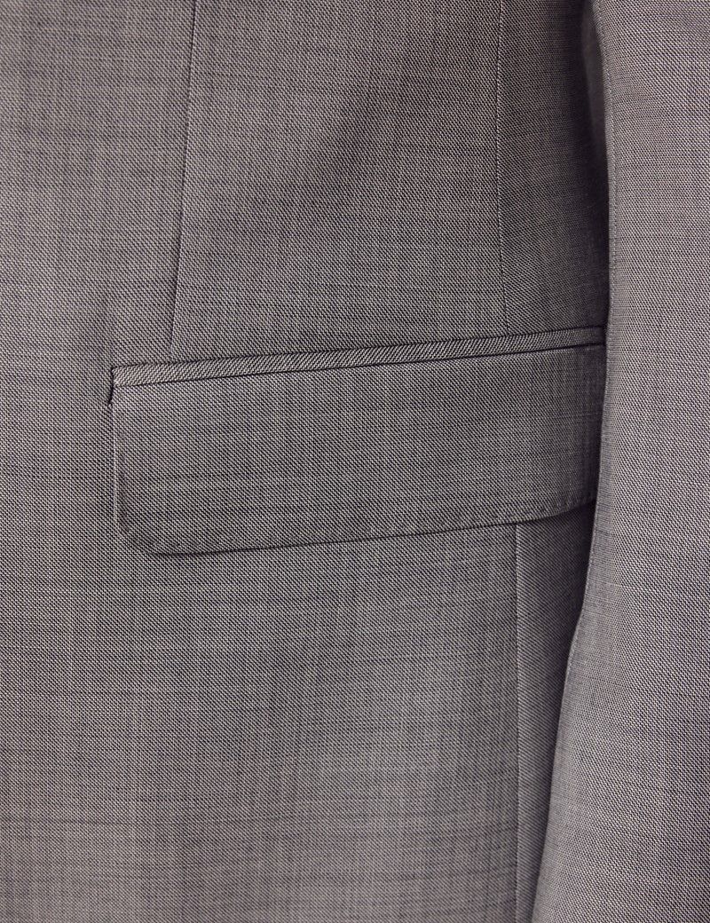 Men's Light Grey Twill 3 Piece Slim Fit Suit - Super 120s Wool | Hawes ...