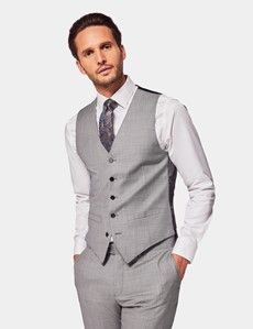 Light Grey Twill Weave 3 Piece Slim Suit-preview11