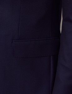 Navy Textured Weave Slim Suit Jacket-preview2