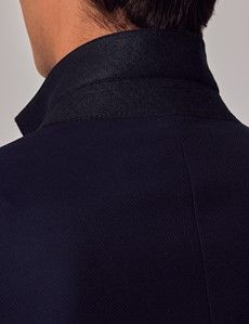 Navy Textured Weave Slim Suit Jacket-preview5