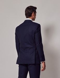 Navy Textured Weave Slim Suit Jacket-preview4
