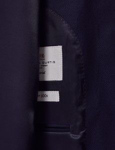 Navy Textured Weave Slim Suit Jacket-preview3