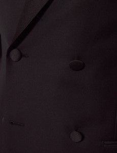 Black Wool Double Breasted Slim Fit Dinner Suit Jacket-preview4