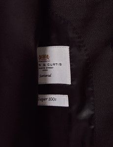 Black Wool Double Breasted Slim Fit Dinner Suit Jacket-preview5