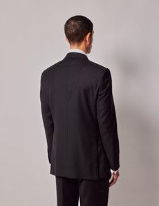 Black Wool Double Breasted Slim Fit Dinner Suit Jacket-preview6