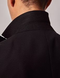 Black Wool Double Breasted Slim Fit Dinner Suit Jacket-preview7