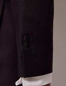 Black Wool Double Breasted Slim Fit Dinner Suit Jacket-preview8