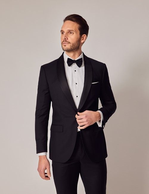 Black Wool Slim Fit Shawl Tuxedo Jacket