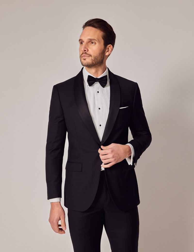 Men's Black Shawl Slim Fit Dinner Jacket | Hawes & Curtis