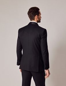 Black Wool Slim Fit Shawl Tuxedo Jacket-preview5