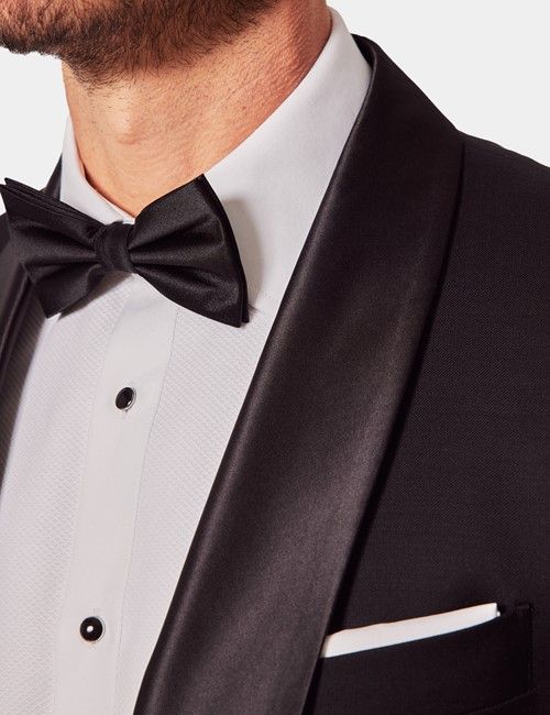 Black Wool Slim Fit Shawl Tuxedo Jacket-preview