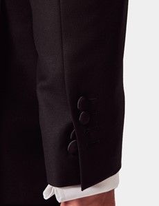 Black Wool Slim Fit Shawl Tuxedo Jacket-preview6