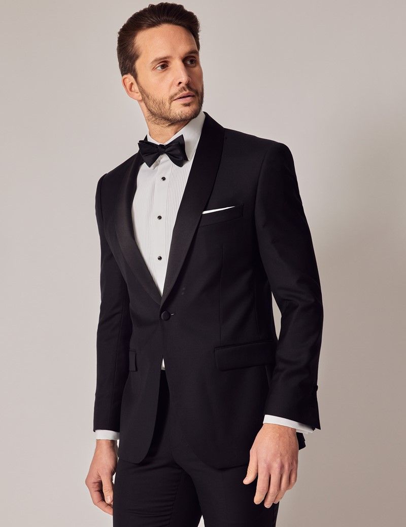 Men's Black Shawl Slim Fit Dinner Suit | Hawes & Curtis