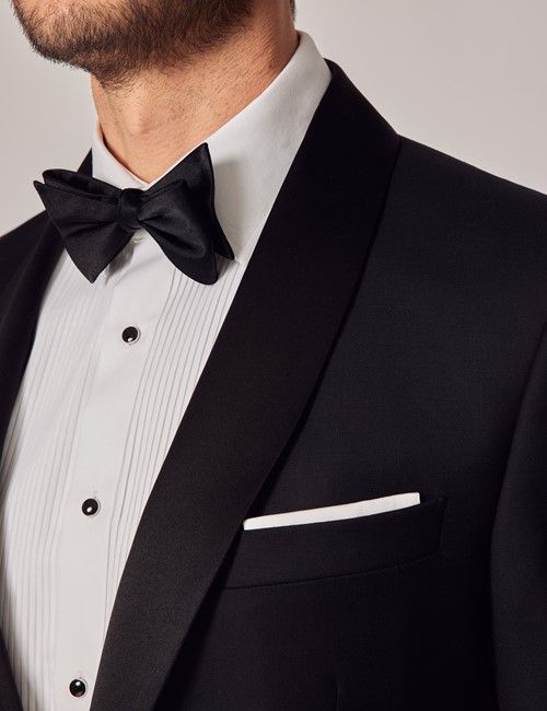 Black Wool Slim Fit Shawl Dinner Suit-preview