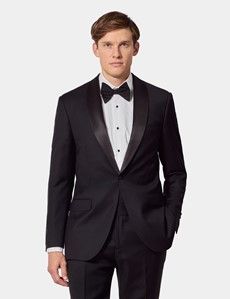 Slim Fit Black Shawl Dinner Suit