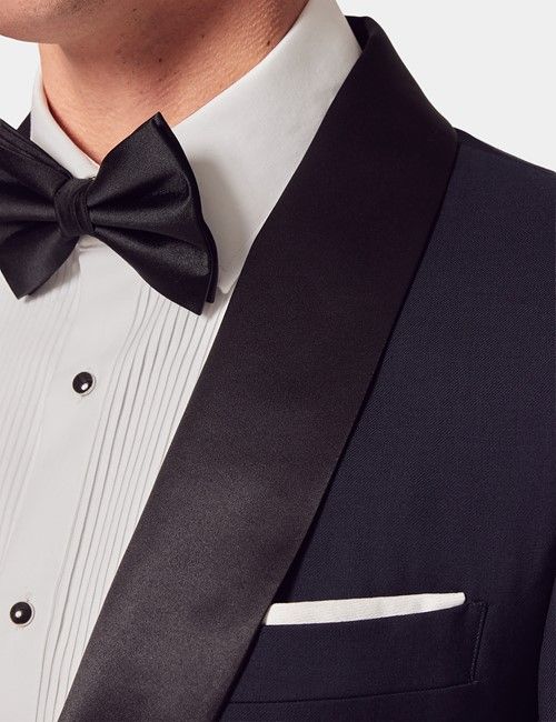 Navy Wool Slim Fit Shawl Tuxedo Jacket-preview