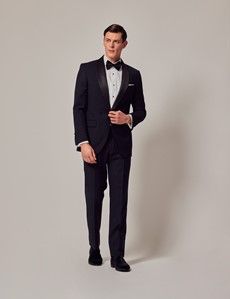 Navy Wool Slim Fit Shawl Tuxedo-preview2