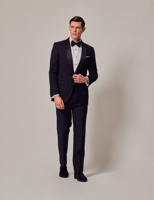 Navy Wool Slim Fit Shawl Dinner Suit