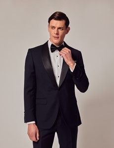 Navy Wool Slim Fit Shawl Tuxedo