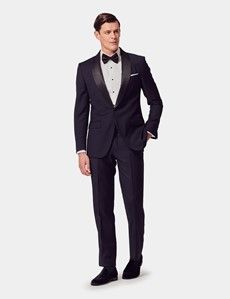 Slim Fit Navy Shawl Dinner Suit-preview2