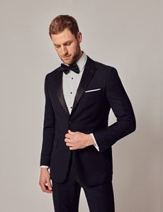 Black Wool Slim Fit Tuxedo Jacket