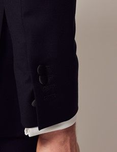 Black Wool Slim Fit Tuxedo Jacket-preview5