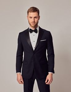 Black Wool Slim Fit Tuxedo Jacket-preview2