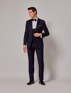 Navy Wool Slim Fit Tuxedo Jacket-preview7