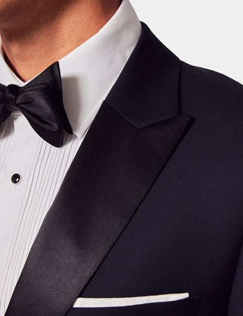 Navy Wool Slim Fit Tuxedo Jacket-preview