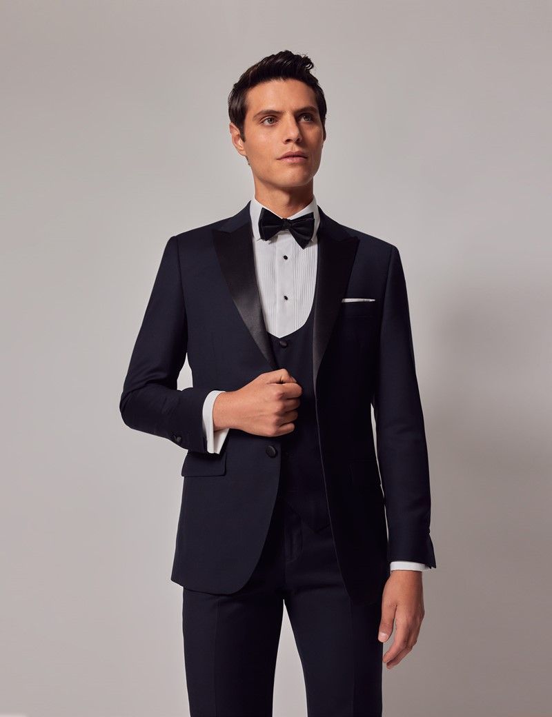 Men's Navy 3 Piece Slim Fit Dinner Suit | Hawes & Curtis