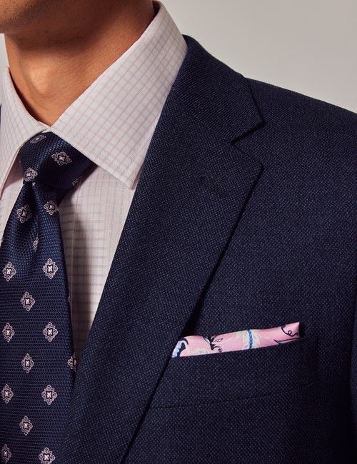 Dark Blue Birdseye Slim Flannel Suit Jacket-preview