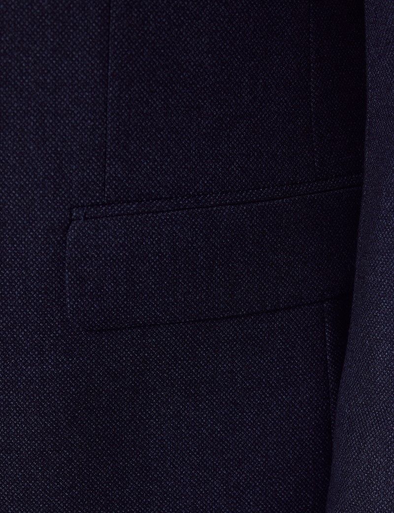 Men's Dark Blue Birdseye Semi Plain Slim Fit Flannel Suit Jacket ...