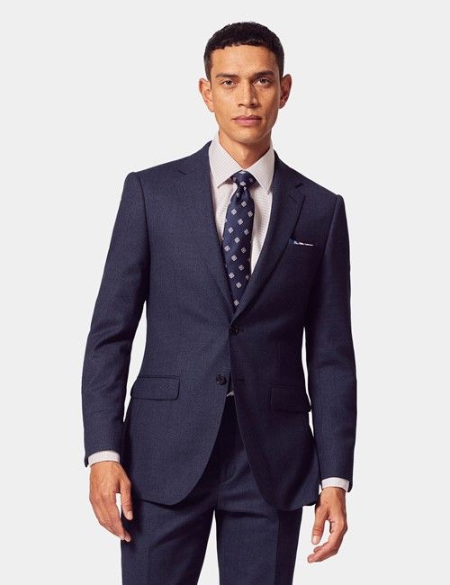 Slim Fit Dark Blue Birdseye Suit Jacket