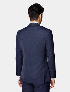 Slim Fit Dark Blue Birdseye Suit Jacket