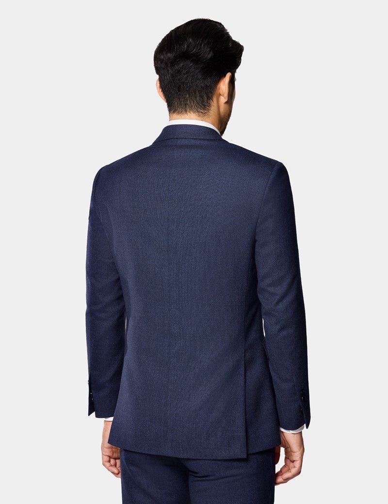 Slim Fit Dark Blue Birdseye Suit Jacket thumbnail 11