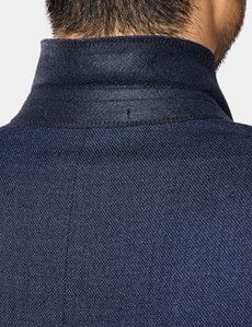 Slim Fit Dark Blue Birdseye Suit Jacket