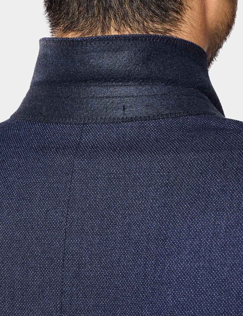 Slim Fit Dark Blue Birdseye Suit Jacket thumbnail 2