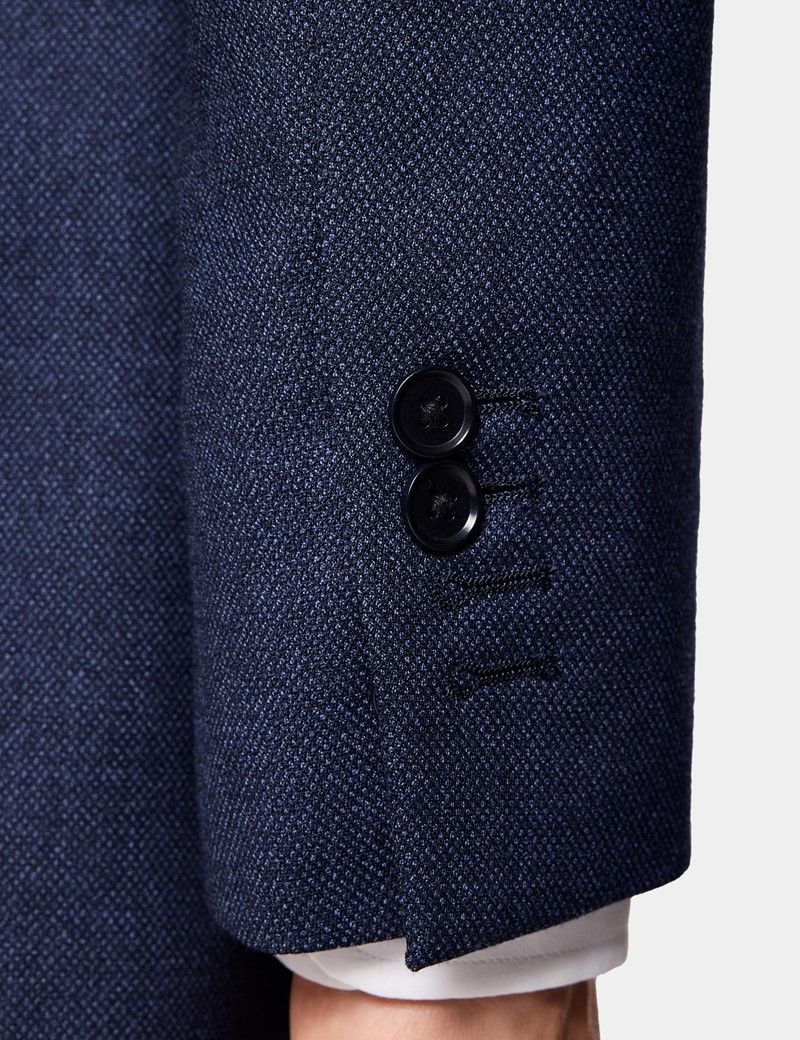 Slim Fit Dark Blue Birdseye Suit Jacket thumbnail 3