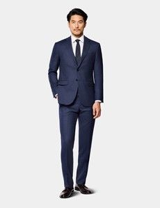 Slim Fit Dark Blue Birdseye Suit Jacket