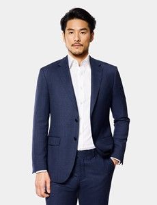 Slim Fit Dark Blue Birdseye Suit