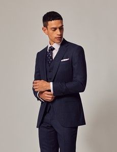Dark Blue Birdseye 3 Piece Slim Suit-preview2