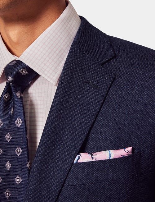Slim Fit Dark Blue Birdseye Suit-preview