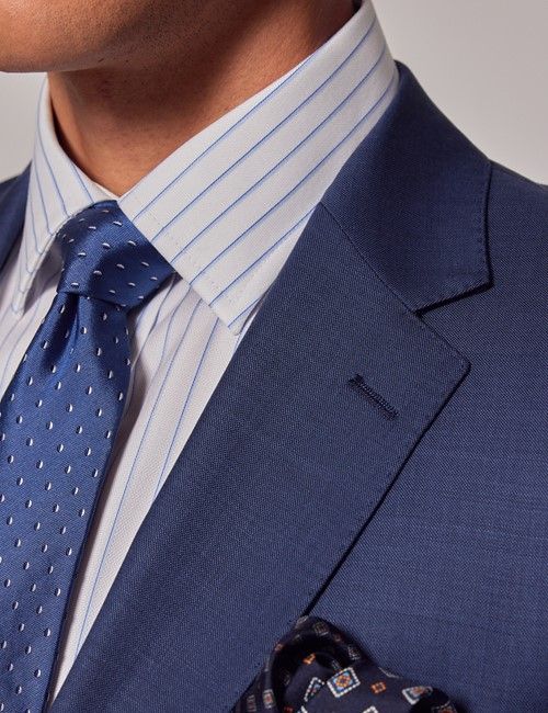 Mid Blue Sharkskin Slim Suit Jacket-preview