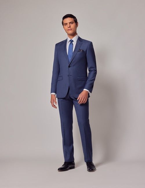 Mid Blue Sharkskin Slim Suit