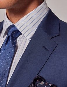 Mid Blue Sharkskin 3 Piece Slim  Suit-preview1