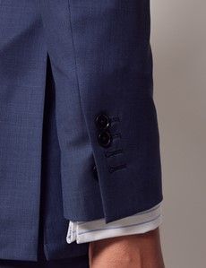 Mid Blue Sharkskin 3 Piece Slim  Suit-preview7