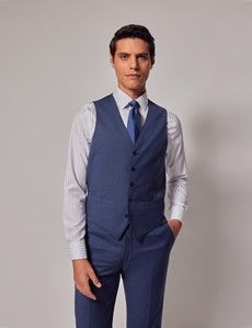 Mid Blue Sharkskin 3 Piece Slim  Suit-preview8