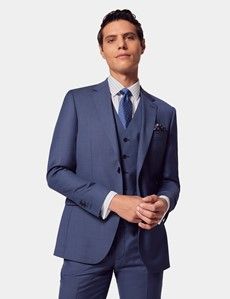 Slim Fit Mid Blue Sharkskin Suit